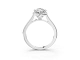 White gold Marquise Cut Halo Round Diamond Solitaire Engagement Ring with Pave Band and Four-Prong Setting_29