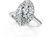 White gold Marquise Cut Halo Round Diamond Solitaire Engagement Ring with Pave Band and Four-Prong Setting_8