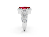 White gold Marquise Cut Halo Ruby Ring with Round  Split Shank and Prong Setting_14