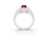White gold Marquise Cut Halo Ruby Ring with Round  Split Shank and Prong Setting_15