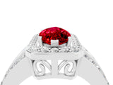 White gold Marquise Cut Halo Ruby Ring with Round  Split Shank and Prong Setting_16