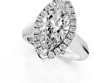 White gold Marquise Cut Halo Solitaire Engagement Ring with Square Band and Four-Prong Setting_91