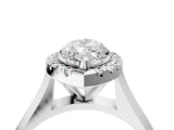 White gold Marquise Cut Halo Solitaire Engagement Ring with Square Band and Four-Prong Setting_94
