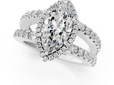 White gold Marquise Cut Halo Split Shank Diamond Ring with Four-Prong Setting_80