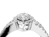 White gold Marquise Cut Halo Split Shank Diamond Ring with Four-Prong Setting_83