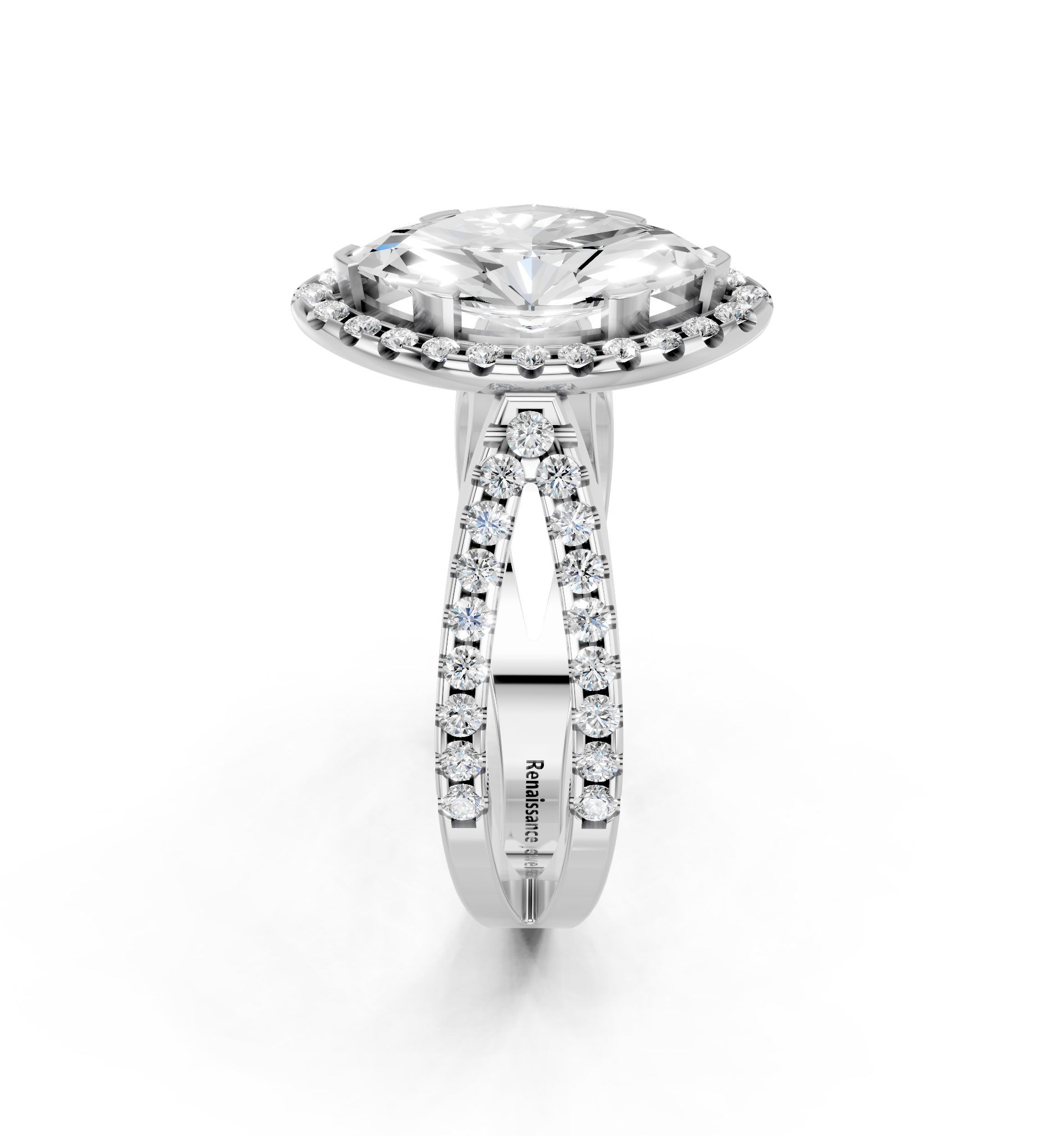 White gold Marquise Cut Halo Split Shank Pave Set Ring_27