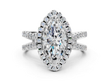 White gold Marquise Cut Halo Split Shank Pave Set Ring_68