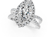 White gold Marquise Cut Halo Split Shank Pave Set Ring_69