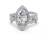 White gold Marquise Cut Halo Split Shank Prong Setting Ring_112