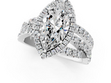White gold Marquise Cut Halo Split Shank Prong Setting Ring_114