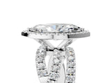 White gold Marquise Cut Halo Split Shank Prong Setting Ring_17