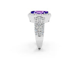 White gold Marquise Cut Halo Tanzanite Ring with Round  Split Shank and Prong Setting_14