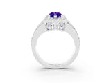 White gold Marquise Cut Halo Tanzanite Ring with Round  Split Shank and Prong Setting_15