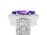 White gold Marquise Cut Halo Tanzanite Ring with Round  Split Shank and Prong Setting_17