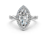 14K White Gold Halo Twist Band with Four-Prong Setting