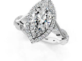 White gold Marquise Cut Halo Twist Band with Four-Prong Setting_240