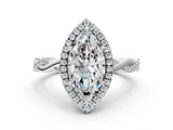 White gold Marquise Cut Halo Twisted Band Four-Prong Ring_45