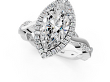 White gold Marquise Cut Halo Twisted Band Four-Prong Ring_46