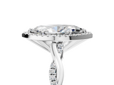 White gold Marquise Cut Halo Twisted Band Four-Prong Ring_51