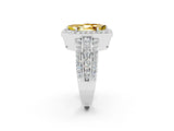 White gold Marquise Cut Halo Yellow Sapphire Ring with Round  Split Shank and Prong Setting_38