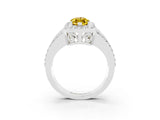 White gold Marquise Cut Halo Yellow Sapphire Ring with Round  Split Shank and Prong Setting_39