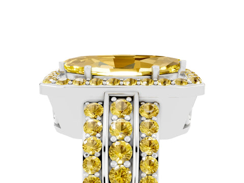 White gold Marquise Cut Halo Yellow Sapphire Ring with Split Shank and Four-Prong Setting_5