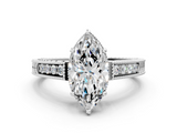 White gold Marquise Cut Milgrain Channel Set Engagement Ring with Solitaire Prong Setting_81