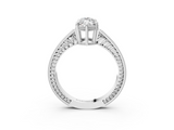White gold Marquise Cut Milgrain Channel Set Engagement Ring with Solitaire Prong Setting_84