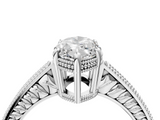 White gold Marquise Cut Milgrain Channel Set Engagement Ring with Solitaire Prong Setting_85