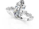 White gold Marquise Cut Moissanite Cluster Side Stone Solitaire Ring with Prong Setting_25