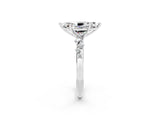 White gold Marquise Cut Moissanite Cluster Side Stone Solitaire Ring with Prong Setting_26