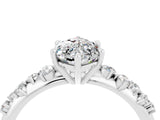 White gold Marquise Cut Moissanite Cluster Side Stone Solitaire Ring with Prong Setting_28