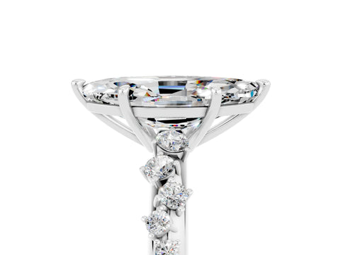 White gold Marquise Cut Moissanite Cluster Side Stone Solitaire Ring with Prong Setting_29