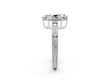 White gold Marquise Cut Moissanite Engagement Ring with Milgrain Channel Set Band and Prong Setting_2