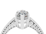 White gold Marquise Cut Moissanite Engagement Ring with Milgrain Channel Set Band and Prong Setting_4
