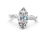 White gold Marquise Cut Moissanite Engagement Ring with Side Stone Accents and Four-Prong Setting_27