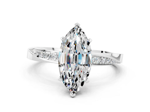 White gold Marquise Cut Moissanite Engagement Ring with Side Stone Accents and Four-Prong Setting_27