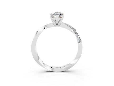 White gold Marquise Cut Moissanite Engagement Ring with Side Stone Accents and Four-Prong Setting_30