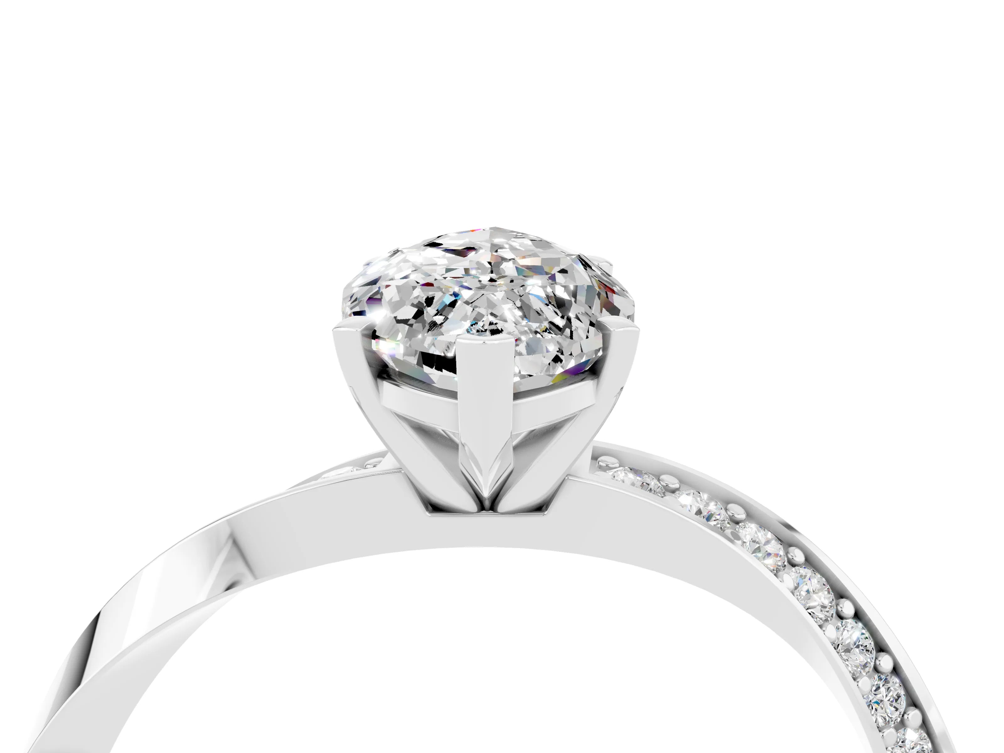 White gold Marquise Cut Moissanite Engagement Ring with Side Stone Accents and Four-Prong Setting_31