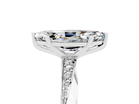 White gold Marquise Cut Moissanite Engagement Ring with Side Stone Accents and Four-Prong Setting_32