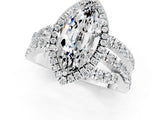 White gold Marquise Cut Moissanite Halo Ring with Round Split Shank and Prong Setting_61