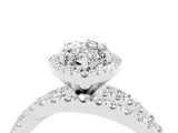 White gold Marquise Cut Moissanite Halo Ring with Round Split Shank and Prong Setting_65