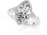 White gold Marquise Cut Moissanite Halo Ring with Tapered Band and Four-Prong Setting_1