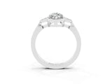 White gold Marquise Cut Moissanite Halo Ring with Tapered Band and Four-Prong Setting_3