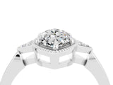 White gold Marquise Cut Moissanite Halo Ring with Tapered Band and Four-Prong Setting_4