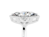 White gold Marquise Cut Moissanite Halo Ring with Tapered Band and Four-Prong Setting_5