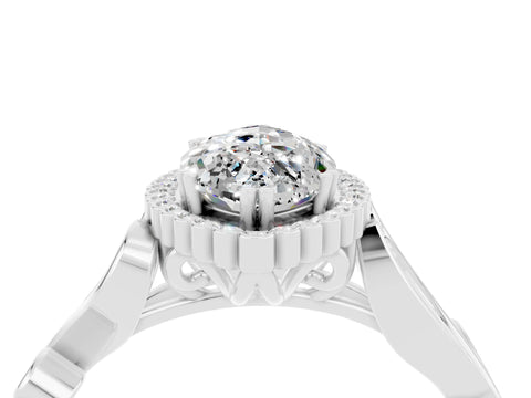 White gold Marquise Cut Moissanite Halo Ring with Vintage Split Shank and Four-Prong Setting_28