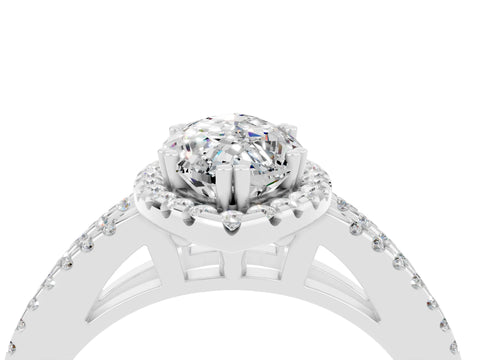 White gold Marquise Cut Moissanite Halo Split Shank Engagement Ring_16