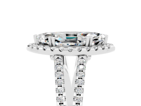 White gold Marquise Cut Moissanite Halo Split Shank Engagement Ring_17