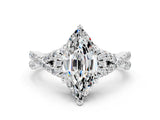 White gold Marquise Cut Moissanite  Halo Twist Band Solitaire Prong Setting Ring_24